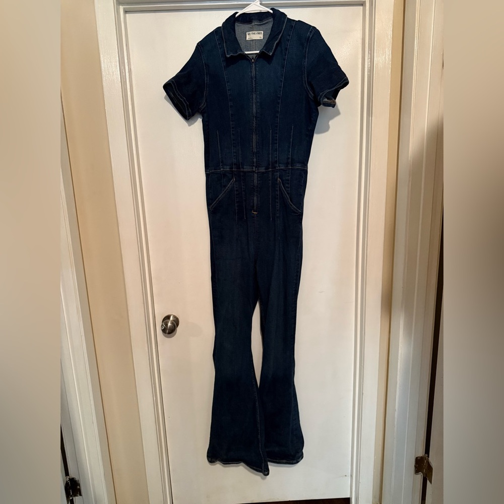 We The Free - Free People Jayde Dark Blue Denim Jumpsuit